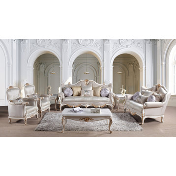 Infinity 6-Piece White and Gold Living Room Set