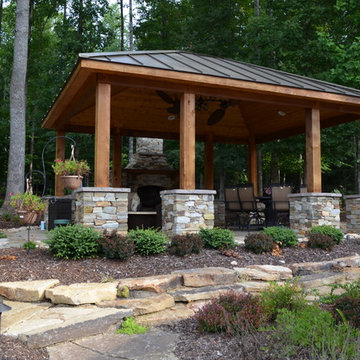 Western Red Cedar Pool Pavilion and Fireplace