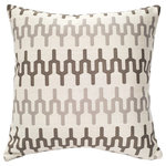 Pillow Decor - Wake Stone Edge Geometric Outdoor Pillow 19x19 - The Wake Stone Edge Geometric Outdoor Pillow, is crafted from 100% Sunbrella solution-dyed acrylic. This 19"x19" square throw pillow combines durability and sophistication. The fabric showcases a unique geometric zigzag pattern, with alternating bands of taupe and coffee-brown set against a light beige background. Designed specifically for outdoor use, this pillow boasts exceptional fade resistance, ensuring its longevity from one season to the next. Elevate your outdoor seating area with the Wake Stone Edge Geometric Outdoor Pillow, a harmonious blend of style and resilience that brings an exquisite touch to any setting.FEATURES:
