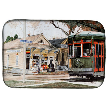 New Orleans Street Car Dish Drying Mat, 14"x21", Multicolor