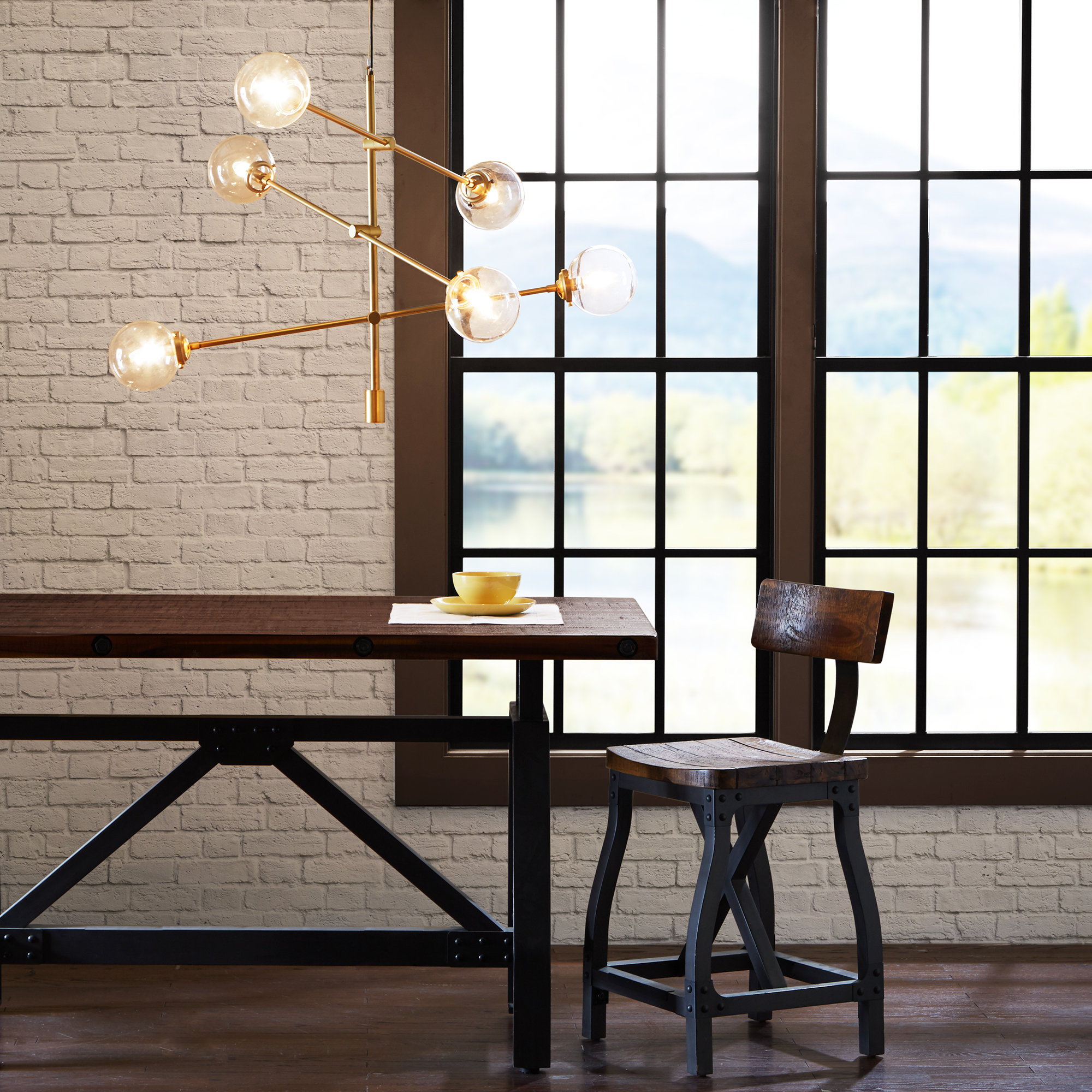 INK+IVY Cyrus 6-Globe Light Architectural Metal Chandelier, Bronze, Gold