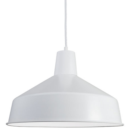 120V Commercial Grade Vintage Barn Hanging Pendant - 12" Diameter, White