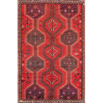 Vintage Azerbaijan Collection Hand-Knotted Lamb's Wool Area Rug- 4'11"x 7' 7"