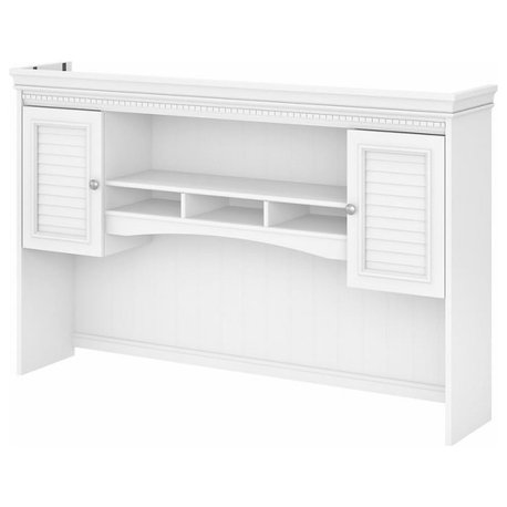 Fairview 60W Hutch for L Shaped Desk in White and Gray - Engineered Wood