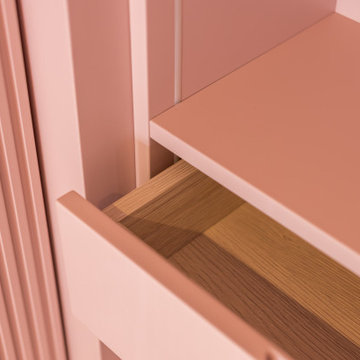Teenage girl dressing room design in pink