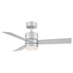 Modern Forms - Axis 3-Blade Smart Ceiling Fan 44" Titanium, 2700K LED Kit - A simple, sophisticated smart fan that works seamlessly in transitional, minimalist and other modern environments, Axis is perfectly sized for medium-sized kitchens, bedrooms and living rooms, and its wet-rated status and weather-resistant finish make it prime for outdoor use as well. Unleash the full potential of Axis with our Modern Forms app, which offers smart features like Adaptive Learning and Away Mode, and helps cut down on energy use by integrating with your smart thermostat. Modern Forms Fans pair with the smart home tech you know and love, including Google Assistant, Amazon Alexa, Samsung Smart Things, Ecobee, Control4, and Josh AI. Coming Soon: Savant, Lutron Homeworks, and Nest. Free app download: Sync with our exclusive Modern Forms app to control fan speed, use smart features like breeze mode, adaptive learning, create groups, and reduce energy costs. New: Bluetooth compatible for improved range and an unlimited amount of fans can be control with remote or wall control within range. Battery operated Bluetooth remote control with wall cradle included (Part # F-RCBT-WT). Optional Bluetooth hardwired wall control sold separately (Part# F-WCBT-WT) and can be set-up as 3 or 4 way switches when you purchase more than one. Can be controlled through an Android or iOS wall mounted tablet with Wi-fi. Modern Forms Fans are made with incredibly efficient and completely silent DC motors and are up to 70% more efficient than traditional fans. Every fan is factory-balanced and sound tested to ensure each fan will never wobble, rattle or click. Replaceable LED luminaire powered by WAC Lighting, features smooth and continuous brightness control. Available in 2700K, 3000K, and 3500K options, order accordingly. An optional cover is included to conceal luminaire. ETL & cETL Wet Location Listed for indoor or outdoor applications. Can be installed on slope ceilings up to a 32 degree slope (XF-SCK Slope Ceiling Kit available for slopes 32-45 Degrees). Downrods sold separately for longer lengths. Item(s) may contain traces of chemical(s) from Prop 65 list. Warning: Cancer and Reproductive Harm