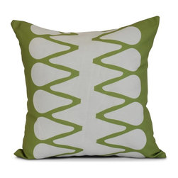 Green Zipped Geometric Print Pillow - Decorative Pillows