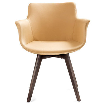 Rego Wood Armchair, Tan Leatherette