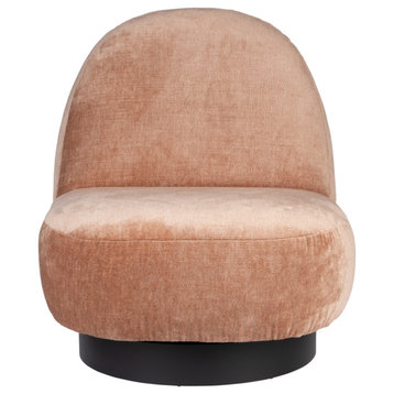 Round Modern Lounge Chair, Zuiver Eden, Orange