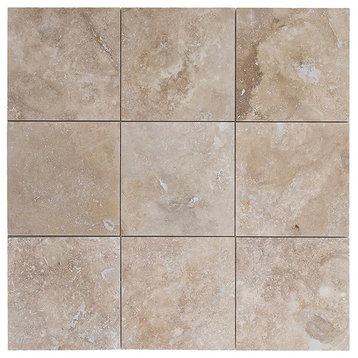 Mina Rustic Travertine Tile, 12"x12"x.5", Honed and Filled, 1 pallet
