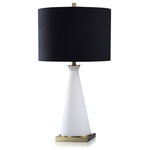 StyleCraft - StyleCraft Dann Foley Lifestyle Glass Table Lamp With Antique Brass DFL331319DS - Dann Foley - Lifestyle Glass Table Lamp - Antique Brass - White Finish - Black Shade