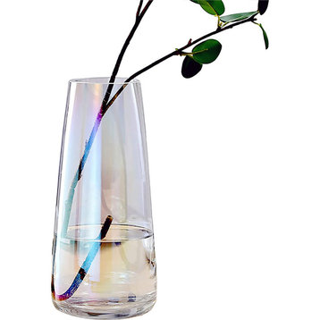 Modern Glass Vase Crystal Clear Glass Vase for Home Office Decor
