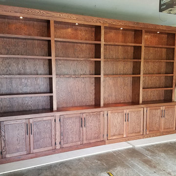 Oak Built in bookcase with cabinets