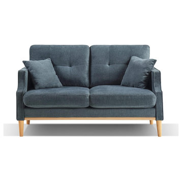 Unique Loveseat, Waterproof Upholstered Seat With USB Charging Ports, Dark Blue