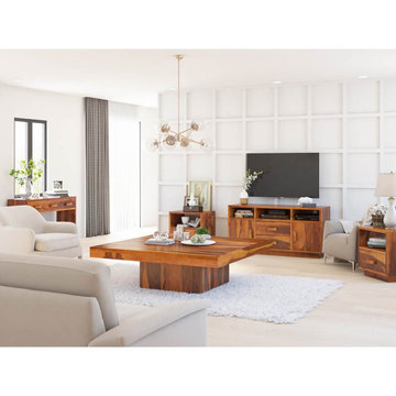 Brocton Rustic Solid Wood 5 Piece Living Room Set