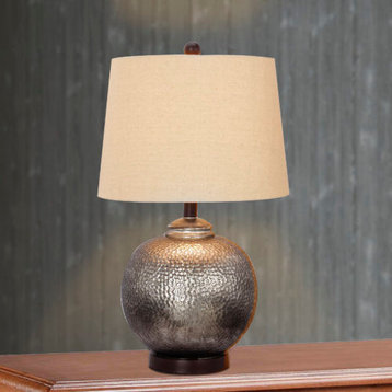 24" Antique Brown Mercury Glass and Oil Rubbed Bronze Metal Table Lamp