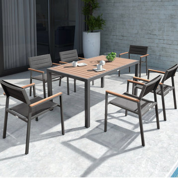 HIGOLD 6478 Auto 6+1 piece Black Aluminum Outdoor Dining Set