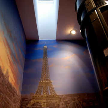 Paris Panorama 360 degree Mural hand painted throughout a 17 foot stairway