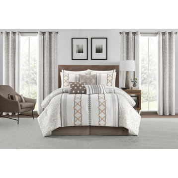 Anthony 15-Piece Room In A Bag, White/Taupe, California King