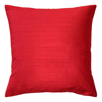 Pillow Decor Sankara Silk Throw Pillows 16"x16", Red