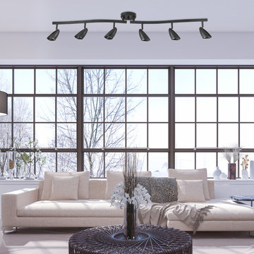 Grayson 6-Light Adjustable S-Shape Track Lighting, Black Color, Matte Finish, Bu