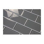 Pebble Gray 3x6 Glass Subway Tile, 3"x6" Tiles, Set of 8