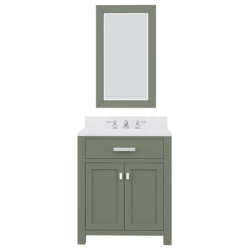 Madison 30 In. Carrara White Marble Countertop Vanity with Mirror