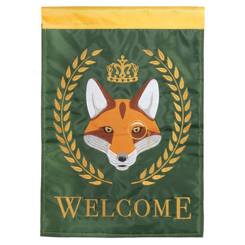Fox Crown Welcome Applique, Garden Flag