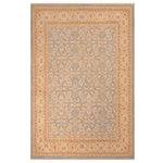 Bareens Designer Rugs - Boho Chic Ziegler Cordia Beige Beige Wool Rug - 8'2'' x 9'9'' - A Persian influenced Turkish hand knotted rug made by skilled artisans capable of creating the most exceptional vegetable dyes and hand-spun New Zealand wool. This gorgeous one of a kind Peshawar Kafkaz handmade rugs is also known as a Chobi Ziegler Rug. This gorgeous rug is extremely versatile and is famous for its pleasing color palette and informal design that works in a myriad of interiors. It has been expertly hand-tied, finished, sun-dried, and can contain up to 1.5 million knots. It takes 4 skilled artisans to hand knot this rug nine to twelve months to complete this piece of art. The invigorating colors and patterns in this rug will give your home an elegant and fresh appearance. While drawing upon the coloring and patterns of antique rugs, contemporary Peshawar pieces incorporate modern design motifs and feature vibrant color tones. Give your room a luxurious look and feel with this beautiful rug with gorgeous color pallet. The intricate design allows this oriental rug to create a royal ambience in any d�cor. Hand knotted construction and natural fibers gives this rug soft feel under your feet.