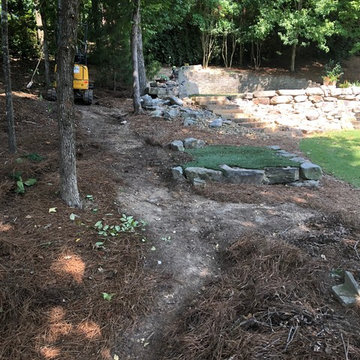 Dry Riverbed/Drainage/Mossrock Accent Walls/Low Voltage Lighting