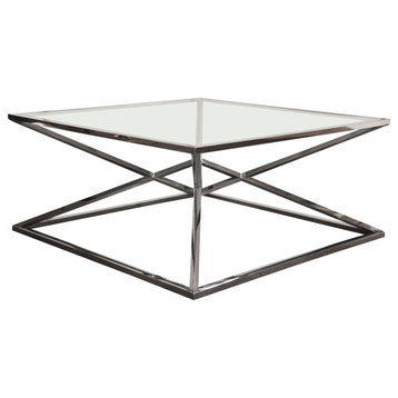 Aria Square Cocktail Table wiith Metal Base, Black