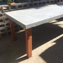 Custom Concrete Table & Wood Base - Dining Tables