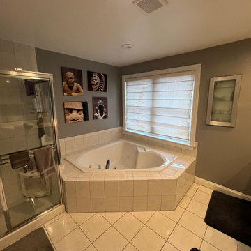 Blue-Gray Porcelain Master Bathroom Remodel in Arlington, VA
