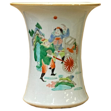 Chinese Distressed Off White Porcelain People Scenery Vase Hws1931