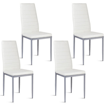 Costway Set of 4 PU Leather Dining Side Chairs Elegant Design Home Furniture
