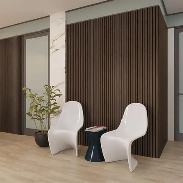 3D Acoustic Slat Smoked Oak Wood Wall Panel
