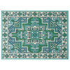 Bonnie Outdoor Oriental Area Rug, Ivory and Blue, 5'3"x7'