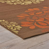 Noble House Ramonna 130x94" Indoor Fabric Floral Area Rug in Brown and Blue