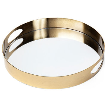 Serkis Gold Metal Mirrored Base Round Tray