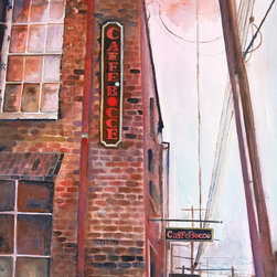 Caffe Bocce, watercolor - Paintings