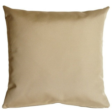 Pillow Decor - Sunbrella Solid Color Outdoor Pillow, Antique Beige, 20" X 20"