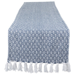 Table Runner 14x108 Blue & Blue Double Stripe DII Jute Burlap Collection Kitchen Tabletop
