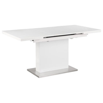 Maklaine 47.24" Metal Butterfly-Extendable Dining Table in White
