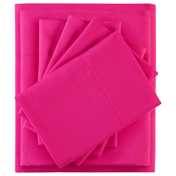 Intelligent Design Microfiber Sheet Set With Side Storage Pockets, Pink