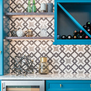 75 Beautiful Blue Home Bar With Cement Tile Backsplash Pictures & Ideas ...