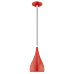 Livex Lighting - Livex Lighting 41171-72 Metal Shade - 6.25" One Light Mini Pendant - The modern, minimal look comes in a chic brushed aMetal Shade 6.25" On Shiny Red Shiny Red  *UL Approved: YES Energy Star Qualified: n/a ADA Certified: n/a  *Number of Lights: Lamp: 1-*Wattage:60w Medium Base bulb(s) *Bulb Included:No *Bulb Type:Medium Base *Finish Type:Shiny Red