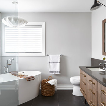 Walnut Bathroom With Layered Tile