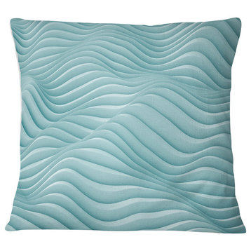 Fractal Rippled Blue 3D Waves Contemporary Throw Pillow, 16"x16"