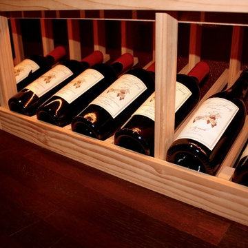 A Close-Up of Some High Reveal Display Custom Wine Racking TX in Unfinished All