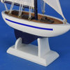 Wooden Pacific Sailer Model Sailboat Decoration, Blue, 9"